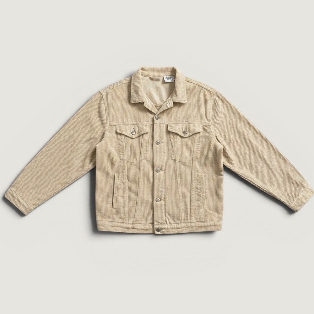 Princess Polly Jacket Womens M/L Beige Corduroy Button Front Collared Short